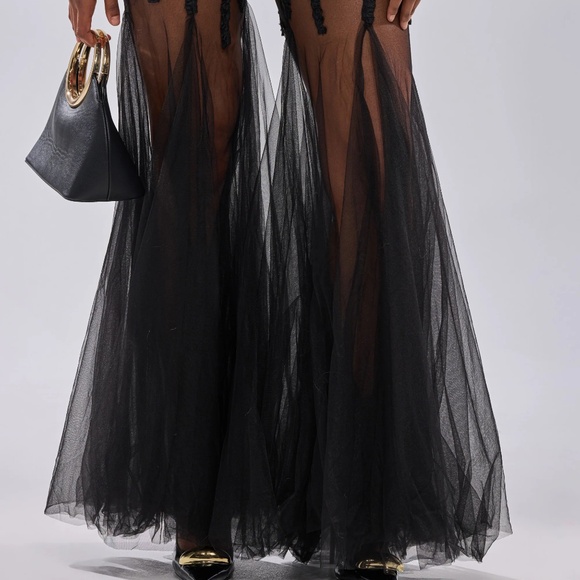 NWT AKIRA Kylie Black Tulle Flare Palazzo Pants Sz 2X Whimsigoth Fairy Edgy - Picture 6 of 7